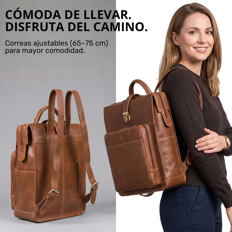 "Lorraine" Vintage Rucksack Damen Leder Groß 15,6 Zoll Laptop