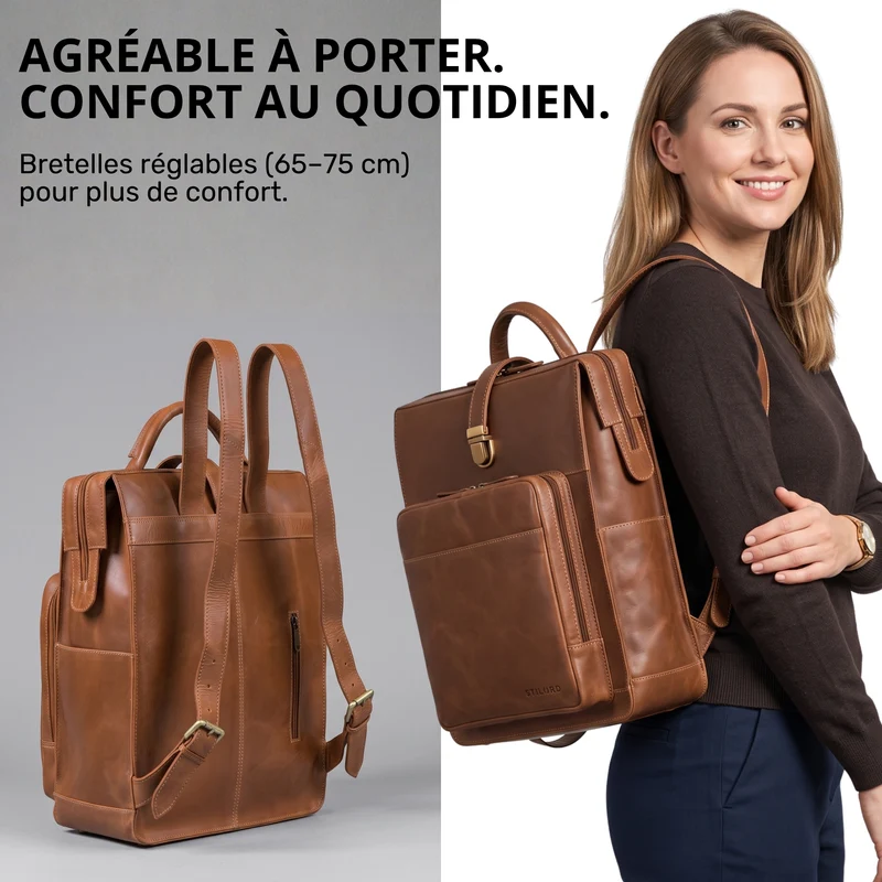 "Lorraine" Vintage Rucksack Damen Leder Groß 15,6 Zoll Laptop
