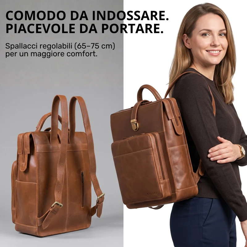 "Lorraine" Vintage Rucksack Damen Leder Groß 15,6 Zoll Laptop