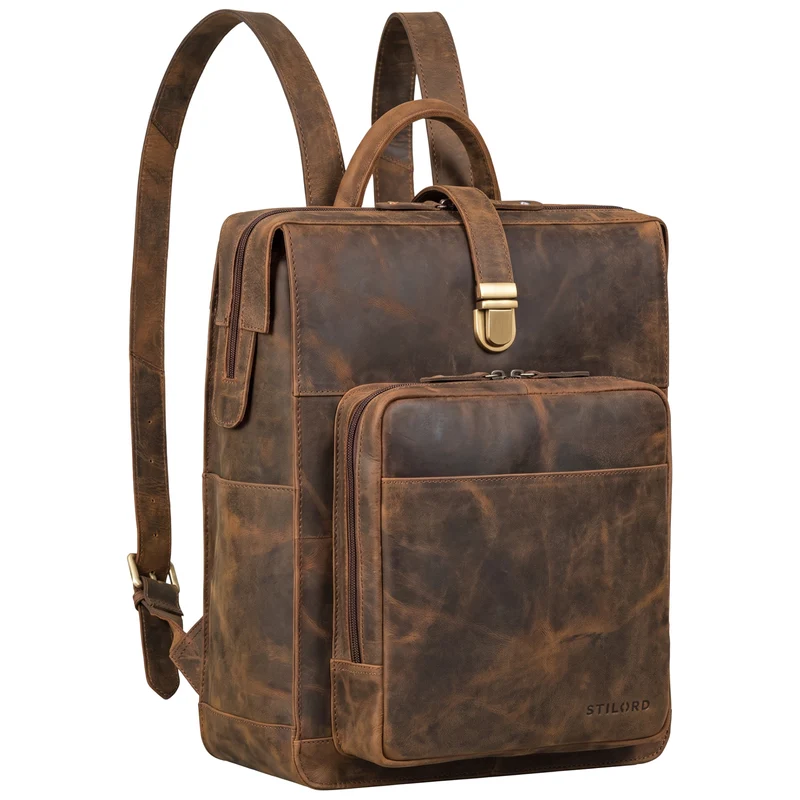 "Lorraine" Vintage Rucksack Damen Leder Groß 15,6 Zoll Laptop