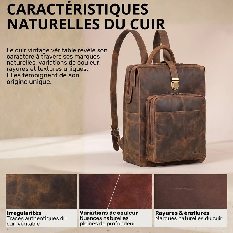 "Lorraine" Vintage Rucksack Damen Leder Groß 15,6 Zoll Laptop