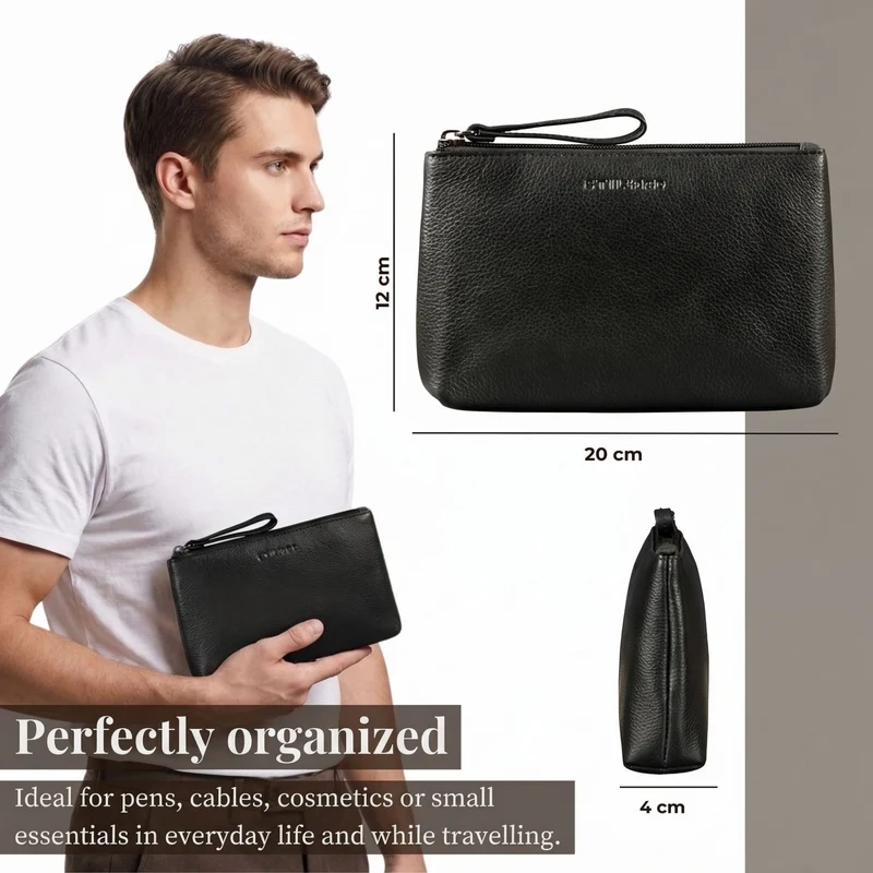 "Lio" Multifunktionale Kosmetiktasche Leder Klein mit Reißverschluss
