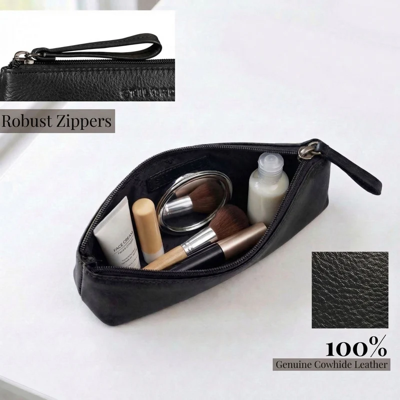 "Lio" Multifunktionale Kosmetiktasche Leder Klein mit Reißverschluss