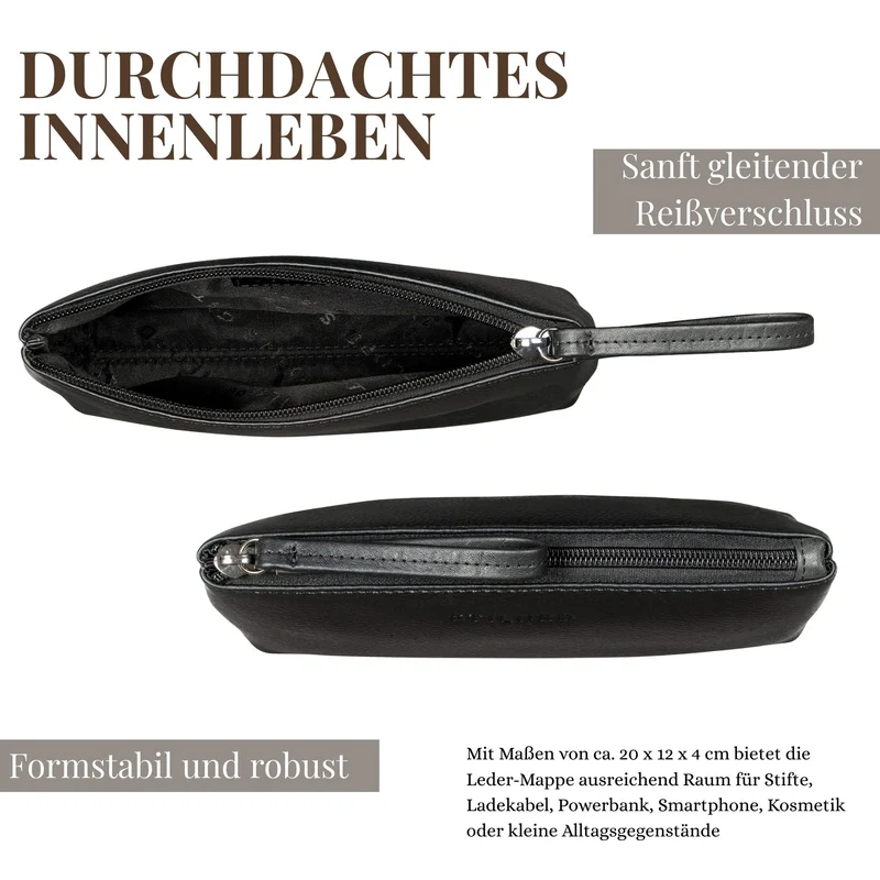 "Lio" Multifunktionale Kosmetiktasche Leder Klein mit Reißverschluss