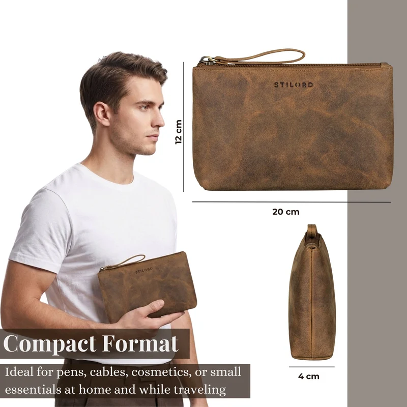 "Lio" Multifunktionale Kosmetiktasche Leder Klein mit Reißverschluss