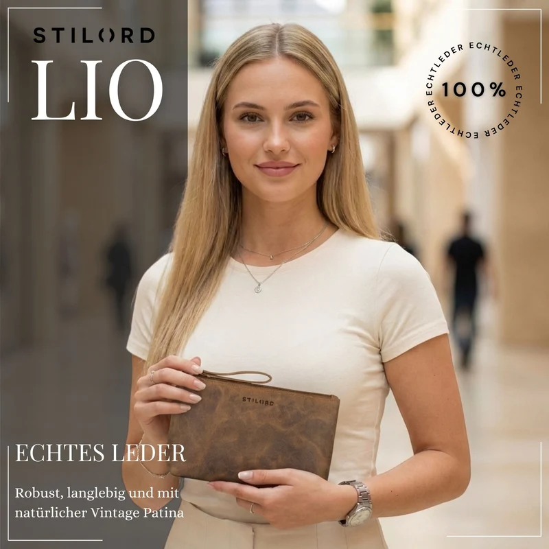 "Lio" Multifunktionale Kosmetiktasche Leder Klein mit Reißverschluss