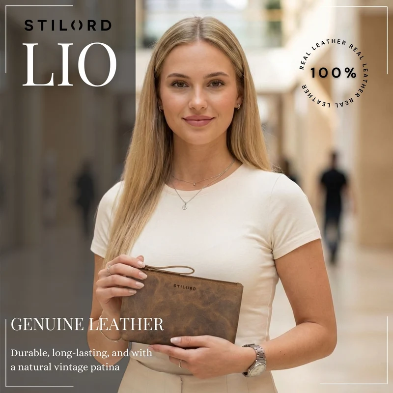 "Lio" Multifunktionale Kosmetiktasche Leder Klein mit Reißverschluss
