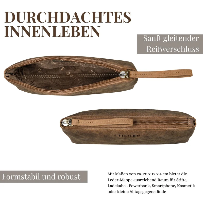 "Lio" Multifunktionale Kosmetiktasche Leder Klein mit Reißverschluss