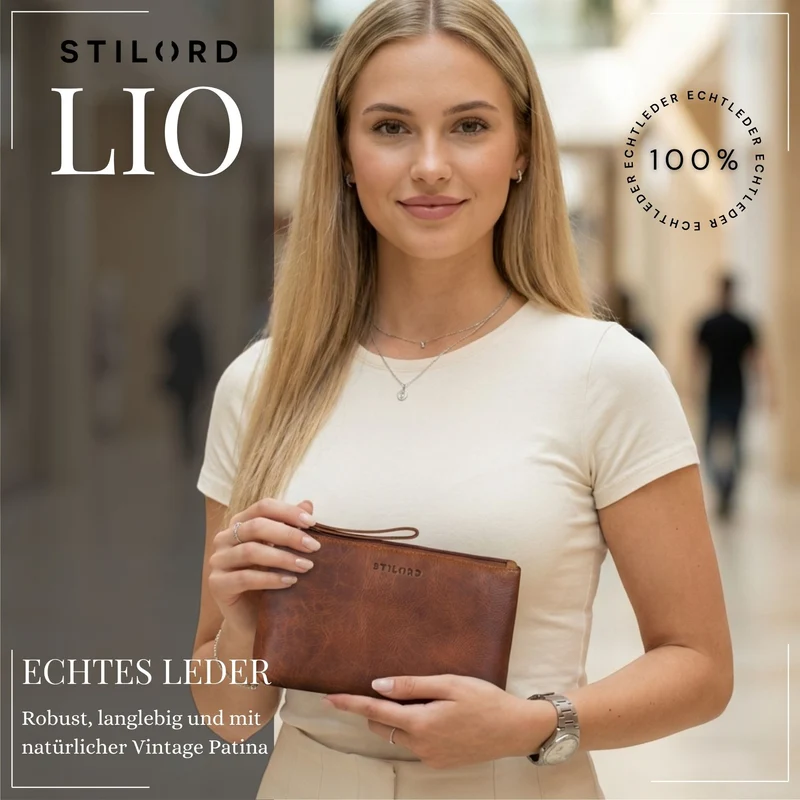 "Lio" Multifunktionale Kosmetiktasche Leder Klein mit Reißverschluss