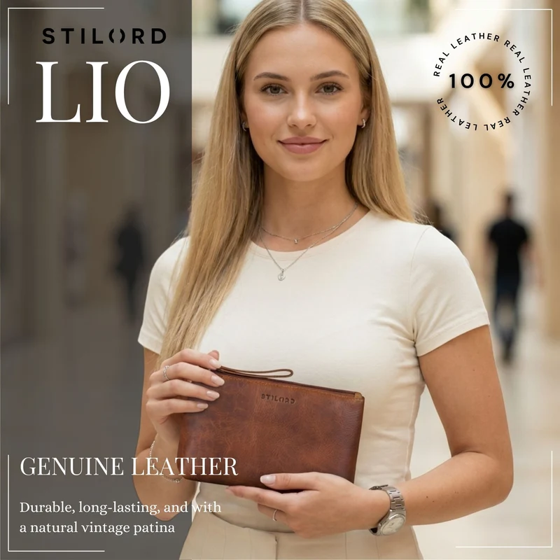 "Lio" Multifunktionale Kosmetiktasche Leder Klein mit Reißverschluss
