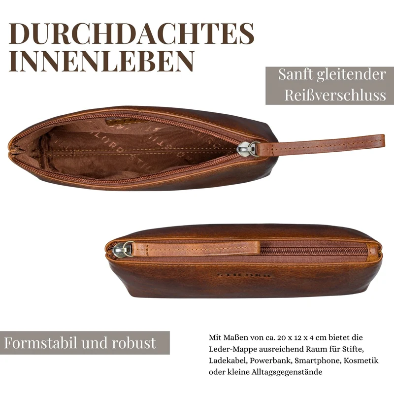 "Lio" Multifunktionale Kosmetiktasche Leder Klein mit Reißverschluss