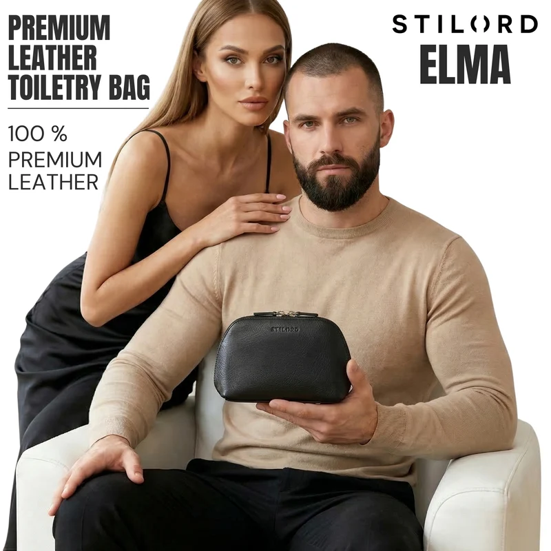 "Elma" Waschtasche Damen Leder Kulturbeutel Herren Klein