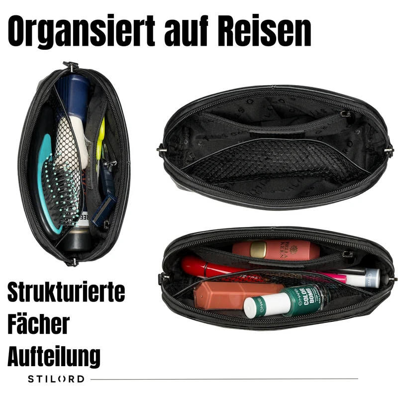 "Elma" Waschtasche Damen Leder Kulturbeutel Herren Klein