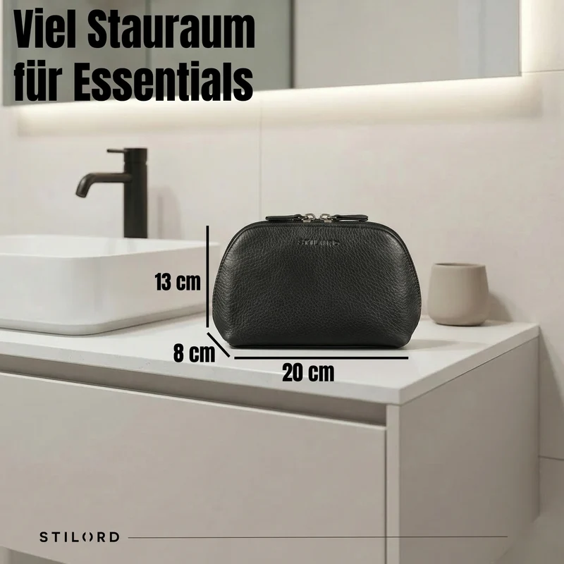 "Elma" Waschtasche Damen Leder Kulturbeutel Herren Klein