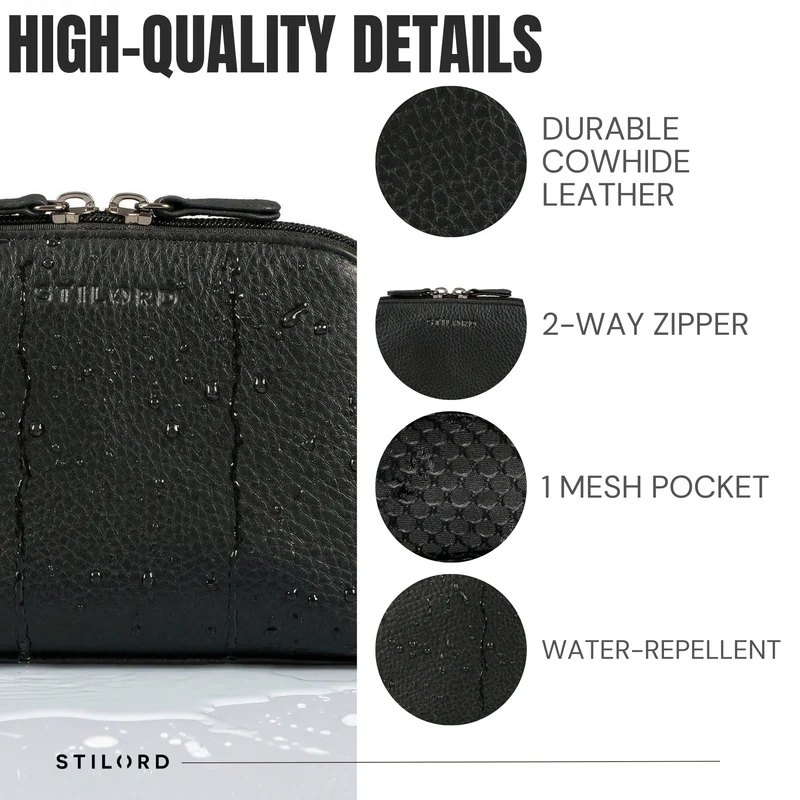 "Elma" Waschtasche Damen Leder Kulturbeutel Herren Klein