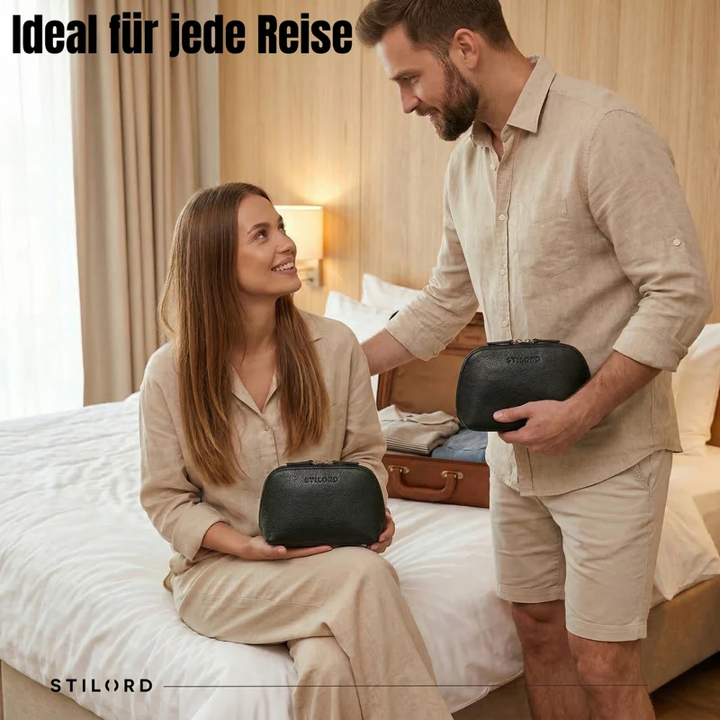 "Elma" Waschtasche Damen Leder Kulturbeutel Herren Klein