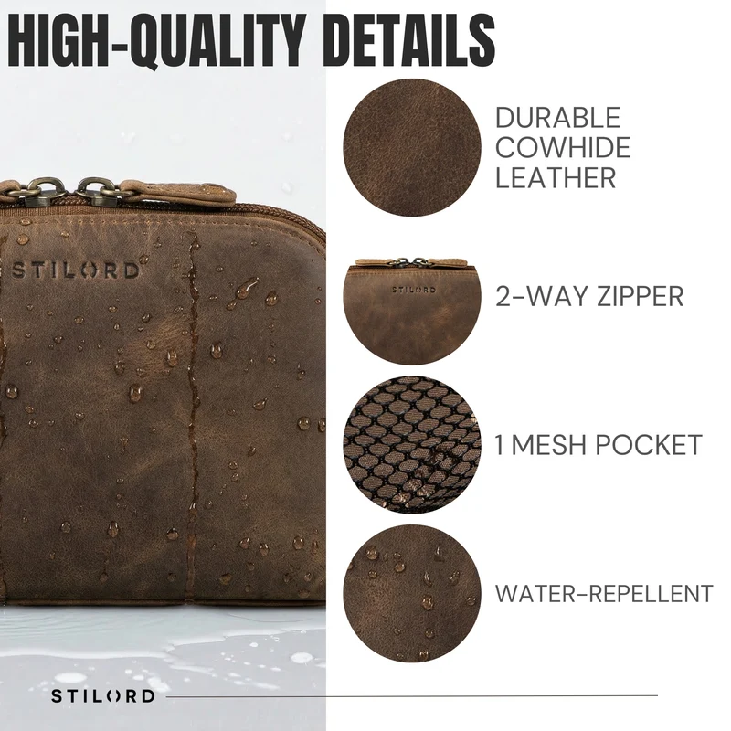 "Elma" Waschtasche Damen Leder Kulturbeutel Herren Klein