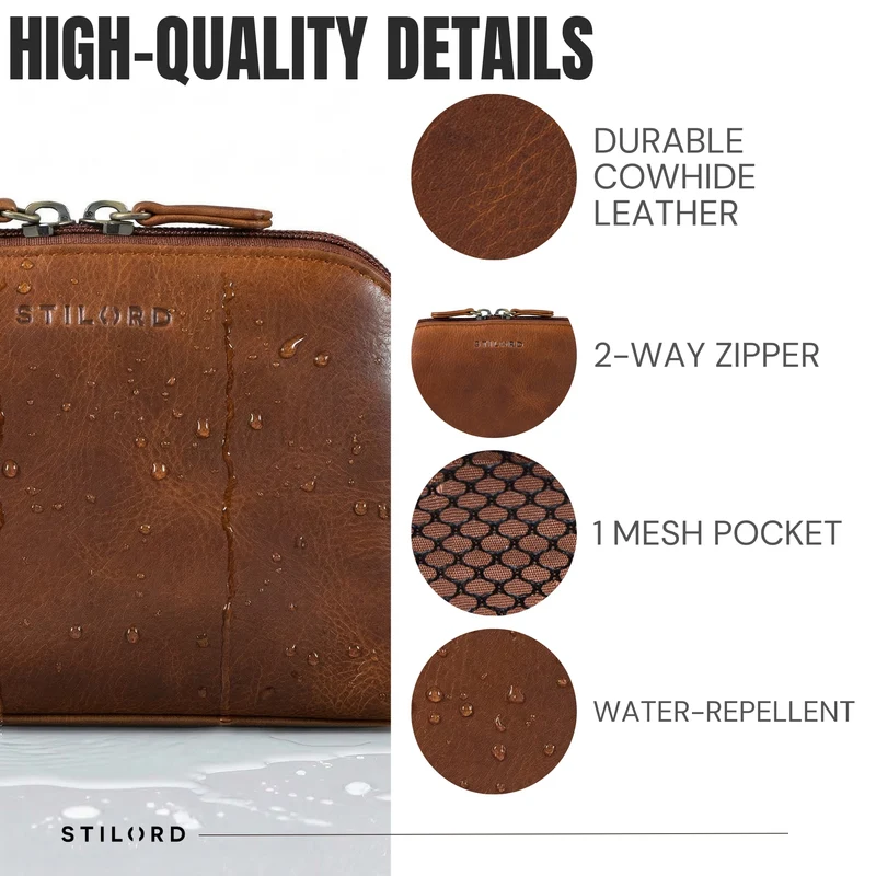 "Elma" Waschtasche Damen Leder Kulturbeutel Herren Klein