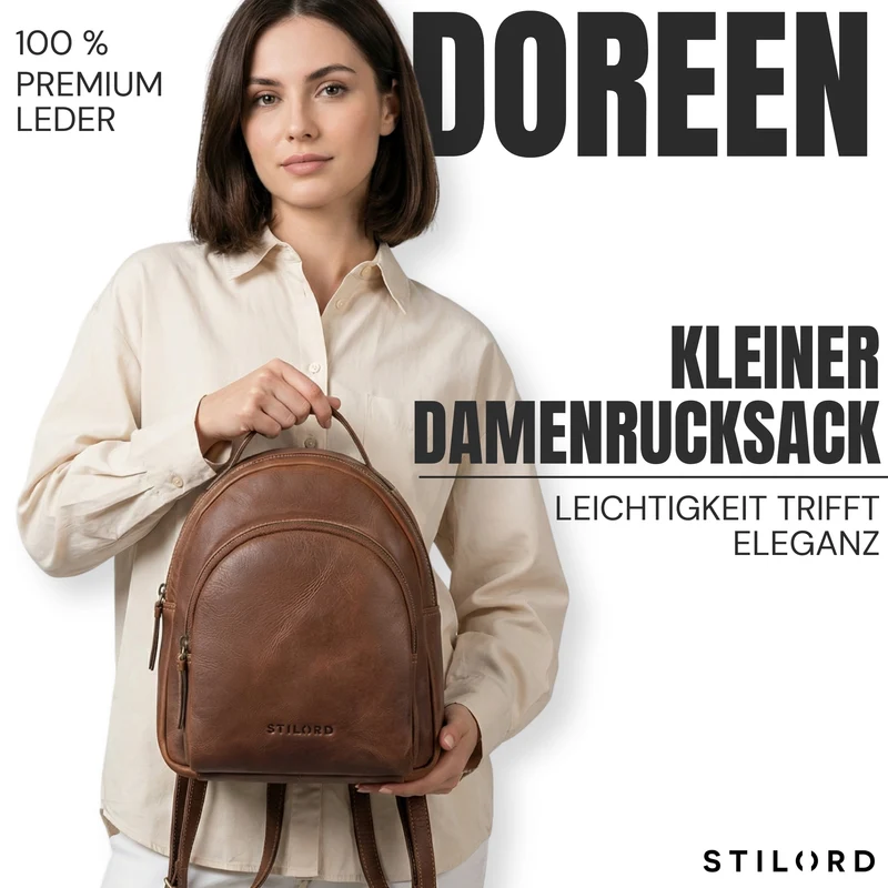 "Doreen" Kleiner Rucksack Damen Leder Mini Cityrucksack