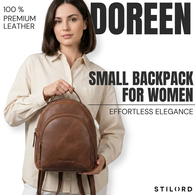 "Doreen" Kleiner Rucksack Damen Leder Mini Cityrucksack