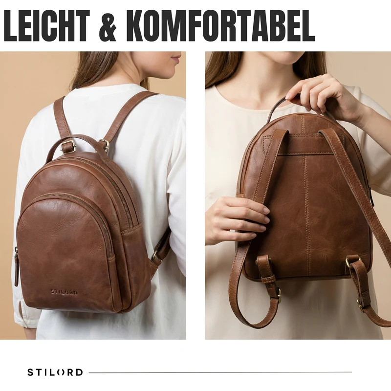 "Doreen" Kleiner Rucksack Damen Leder Mini Cityrucksack