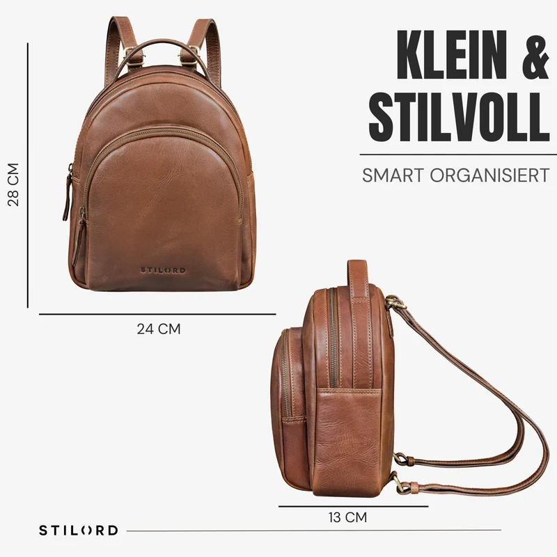 "Doreen" Kleiner Rucksack Damen Leder Mini Cityrucksack