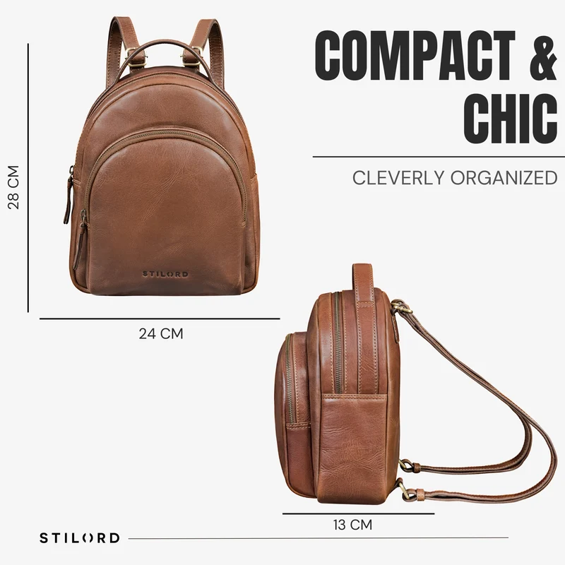 "Doreen" Kleiner Rucksack Damen Leder Mini Cityrucksack