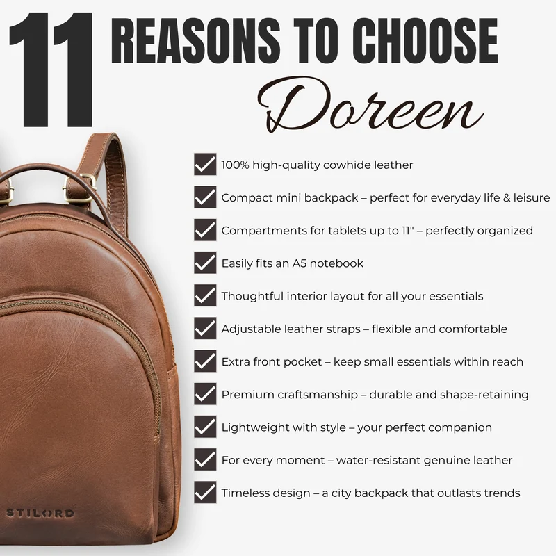 "Doreen" Kleiner Rucksack Damen Leder Mini Cityrucksack