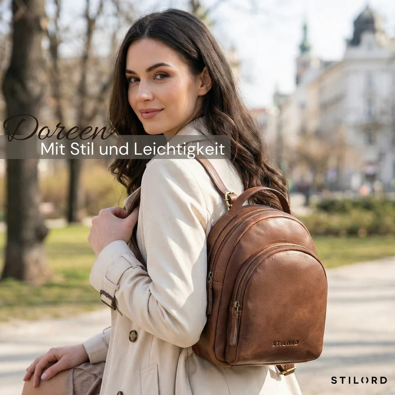 "Doreen" Kleiner Rucksack Damen Leder Mini Cityrucksack