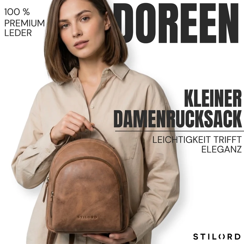 "Doreen" Kleiner Rucksack Damen Leder Mini Cityrucksack