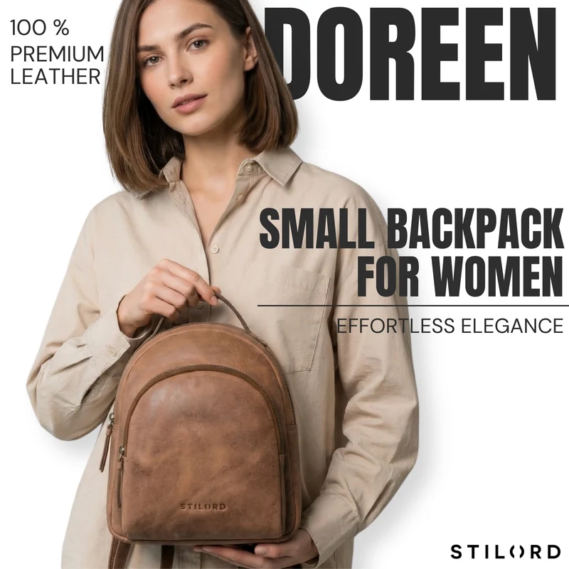 "Doreen" Kleiner Rucksack Damen Leder Mini Cityrucksack