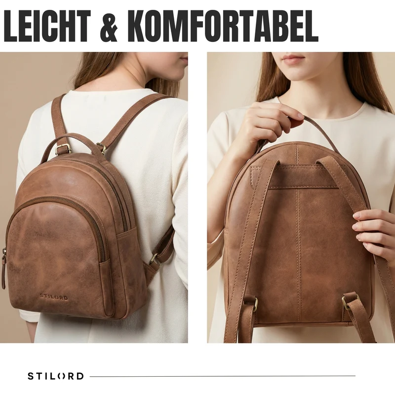 "Doreen" Kleiner Rucksack Damen Leder Mini Cityrucksack