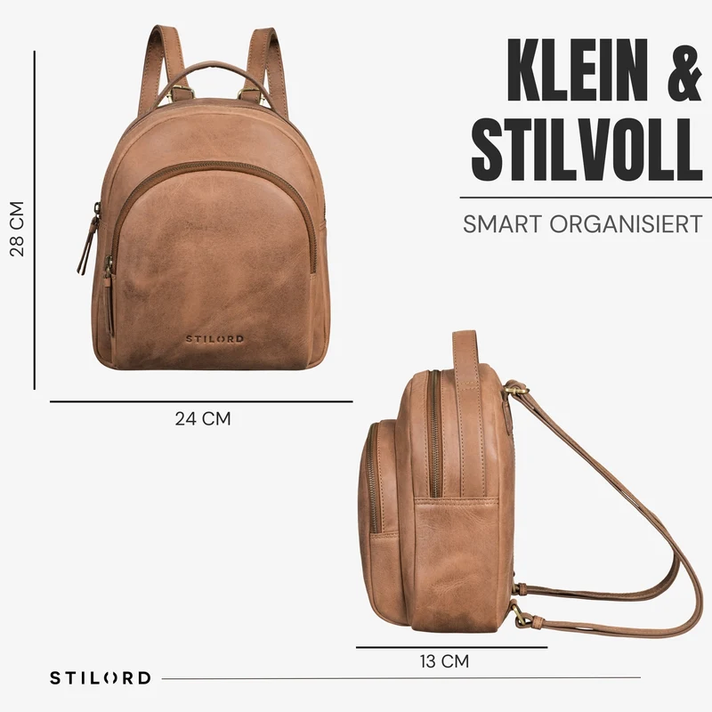 "Doreen" Kleiner Rucksack Damen Leder Mini Cityrucksack