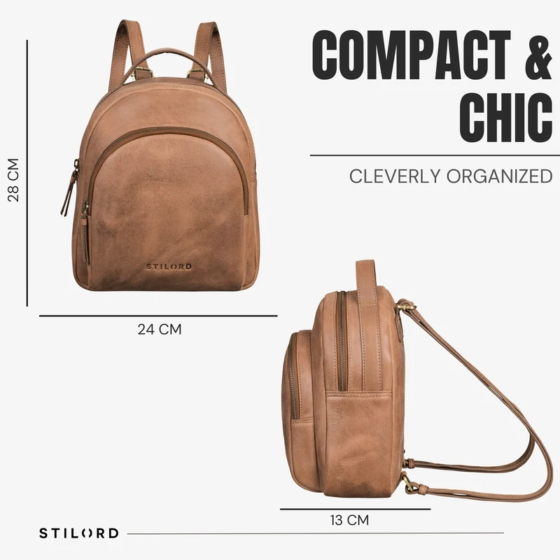 "Doreen" Kleiner Rucksack Damen Leder Mini Cityrucksack