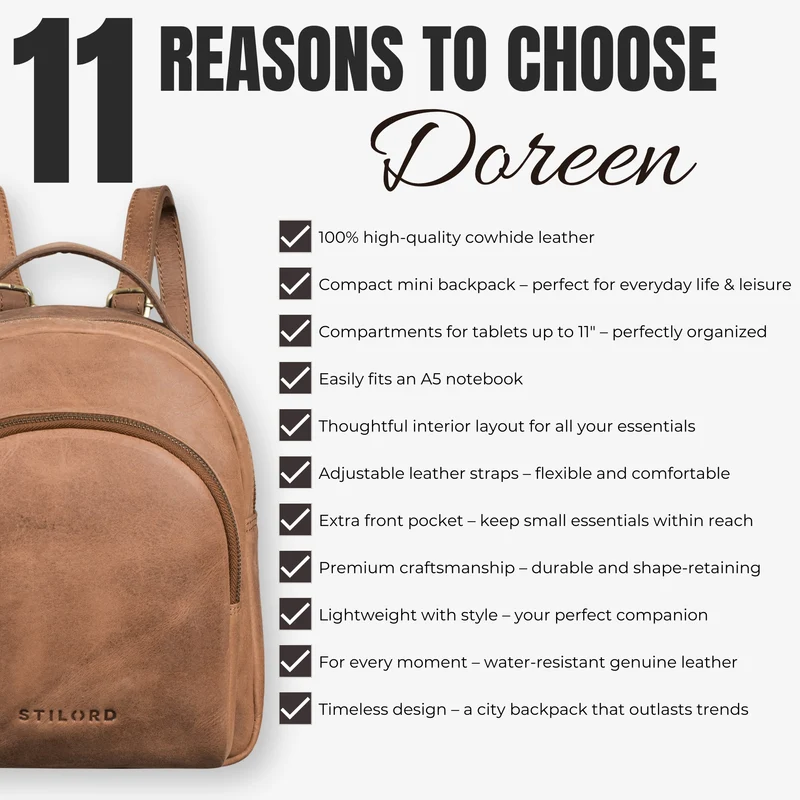 "Doreen" Kleiner Rucksack Damen Leder Mini Cityrucksack