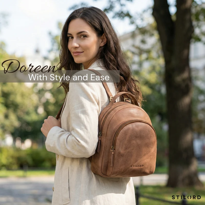 "Doreen" Kleiner Rucksack Damen Leder Mini Cityrucksack