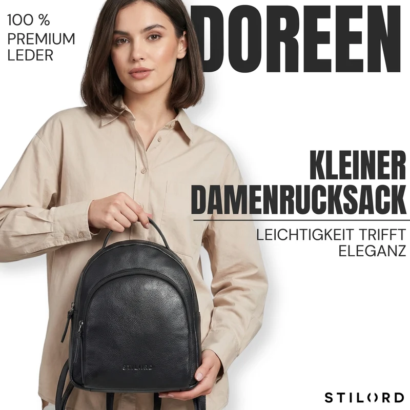 "Doreen" Kleiner Rucksack Damen Leder Mini Cityrucksack