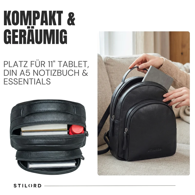 "Doreen" Kleiner Rucksack Damen Leder Mini Cityrucksack