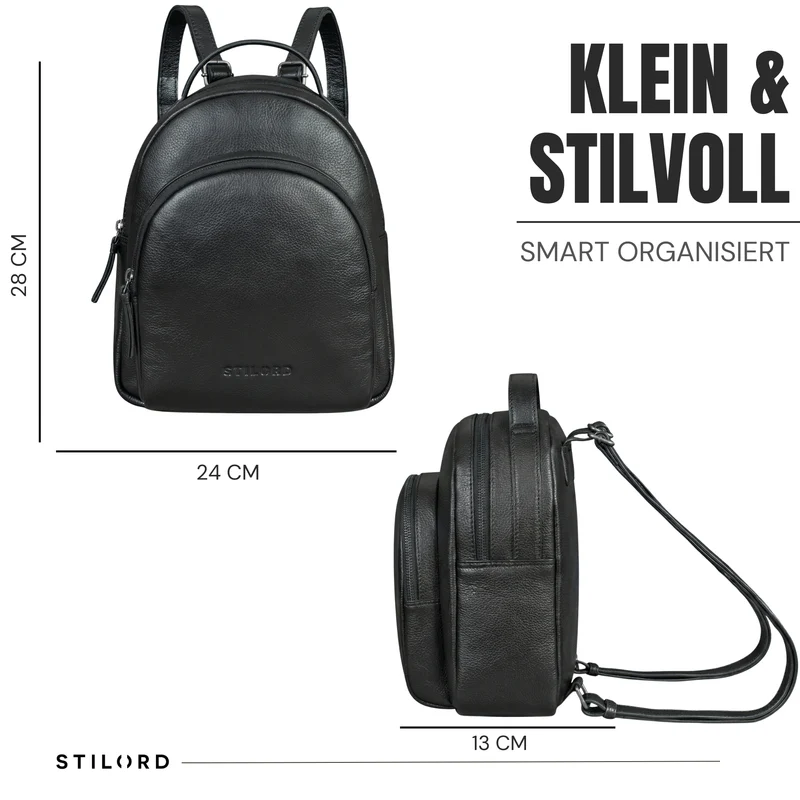 "Doreen" Kleiner Rucksack Damen Leder Mini Cityrucksack