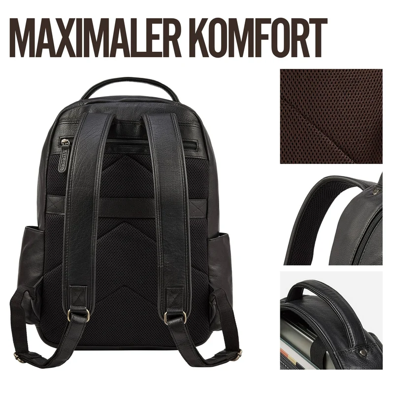 "Evan" Großer Echtleder Business Rucksack Herren für 15.6 -16 Zoll