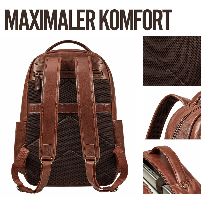 "Evan" Großer Echtleder Business Rucksack Herren für 15.6 -16 Zoll