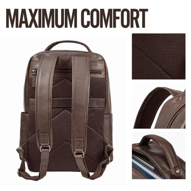 "Evan" Großer Echtleder Business Rucksack Herren für 15.6 -16 Zoll