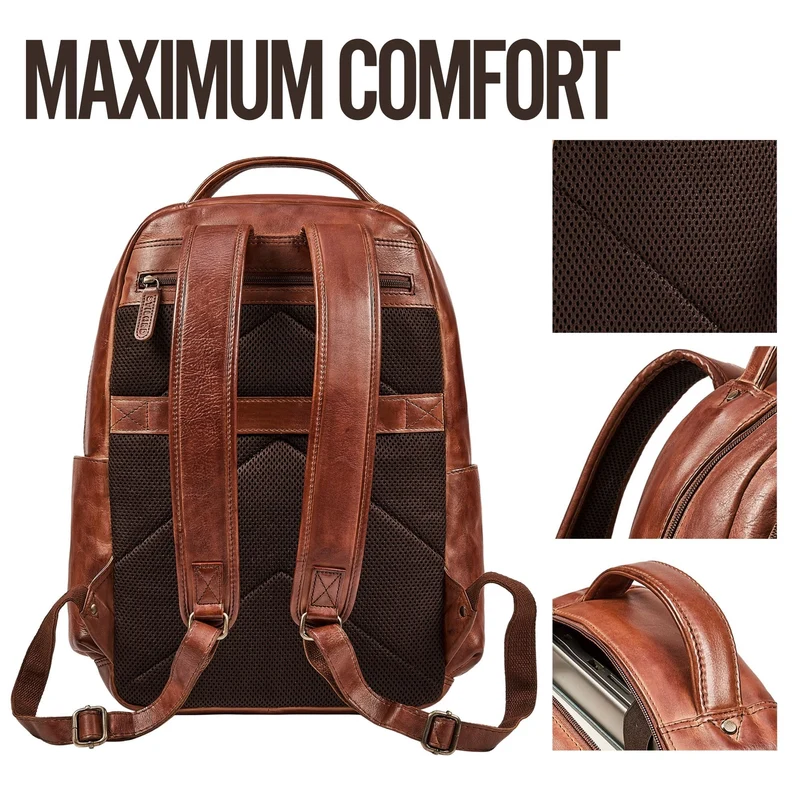 "Evan" Großer Echtleder Business Rucksack Herren für 15.6 -16 Zoll