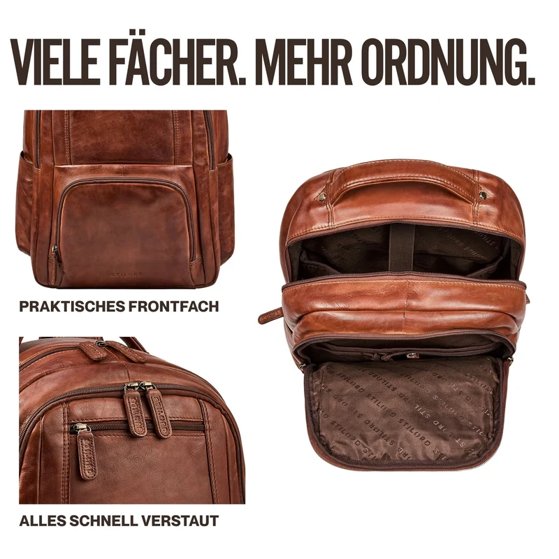 "Evan" Großer Echtleder Business Rucksack Herren für 15.6 -16 Zoll