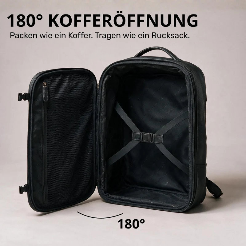 "Davido" Echtleder Reiserucksack Herren 40x30x20, 30L erweiterbar