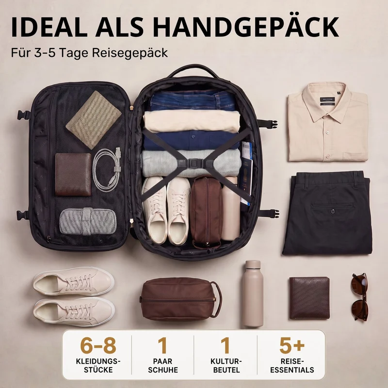 "Davido" Echtleder Reiserucksack Herren 40x30x20, 30L erweiterbar