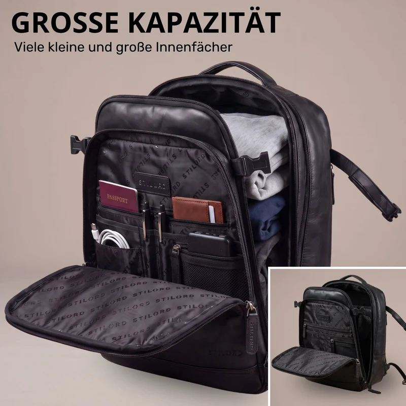 "Davido" Echtleder Reiserucksack Herren 40x30x20, 30L erweiterbar