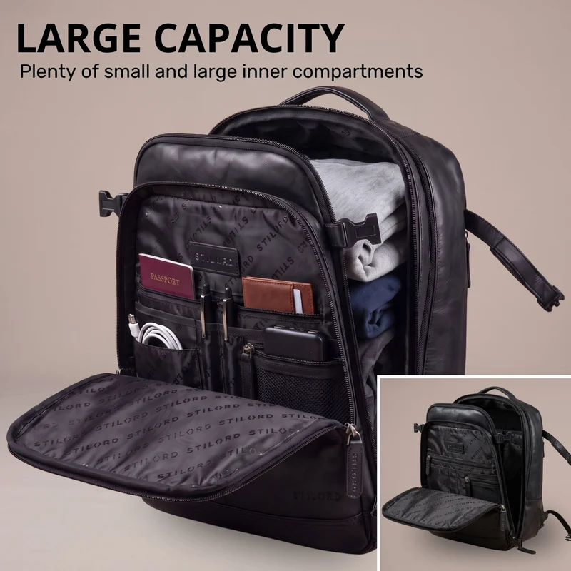 "Davido" Echtleder Reiserucksack Herren 40x30x20, 30L erweiterbar