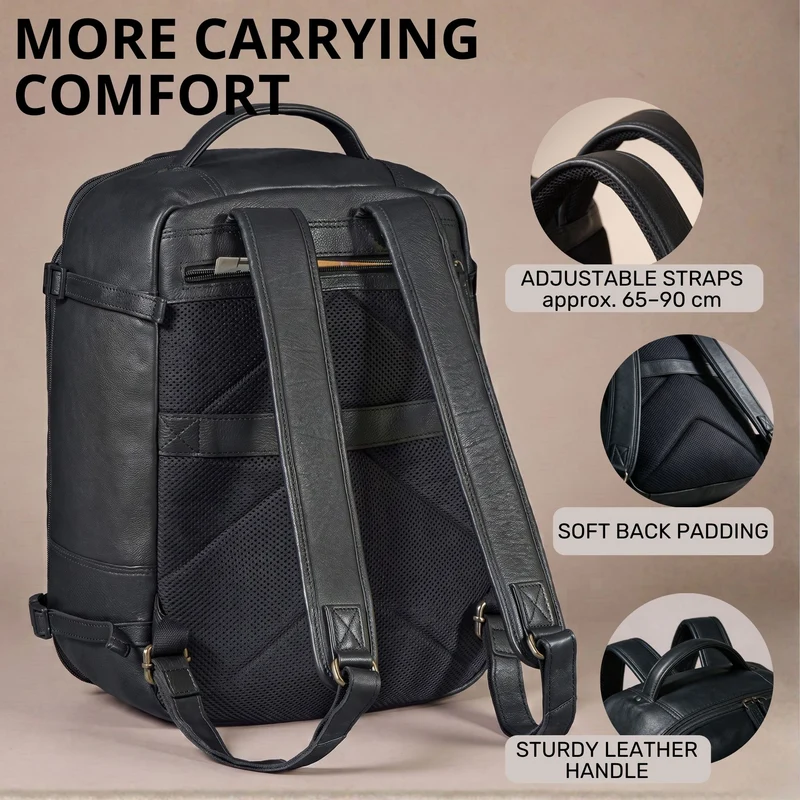 "Davido" Echtleder Reiserucksack Herren 40x30x20, 30L erweiterbar