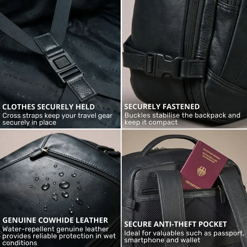"Davido" Echtleder Reiserucksack Herren 40x30x20, 30L erweiterbar